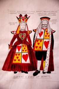 Alice in Wonderland & Through the Looking Glass costume sketch for King & Queen of Hearts