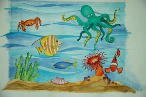 Sketch for underwater mural